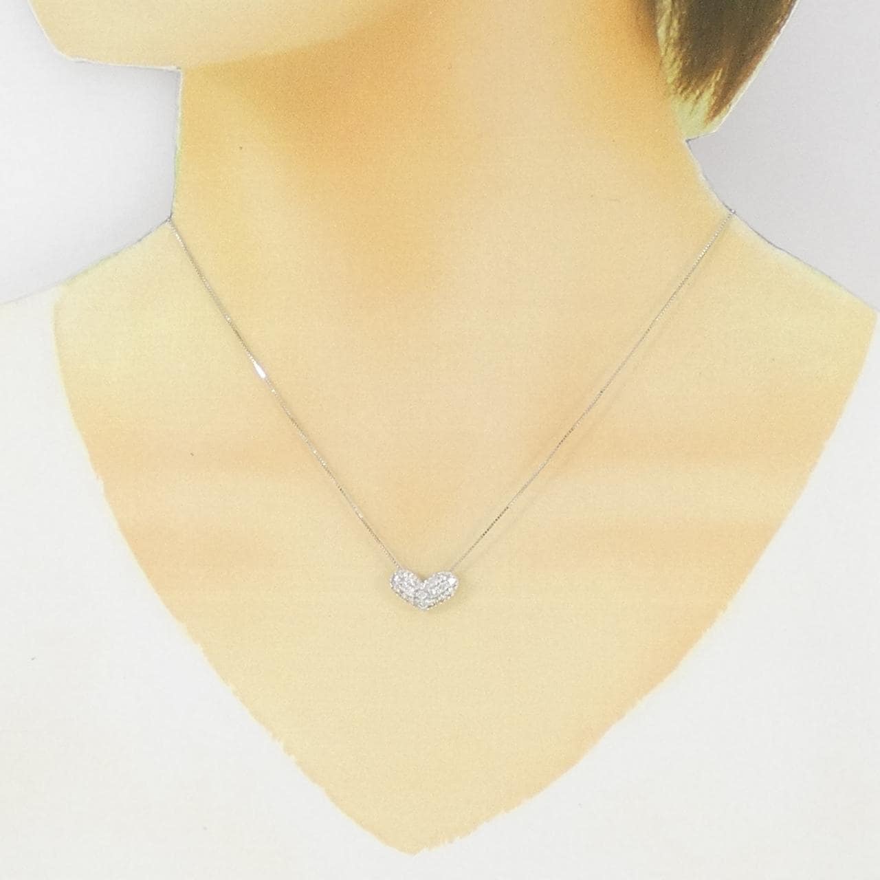K10WG ハート パヴェ ダイヤモンド ネックレス 0.50CT