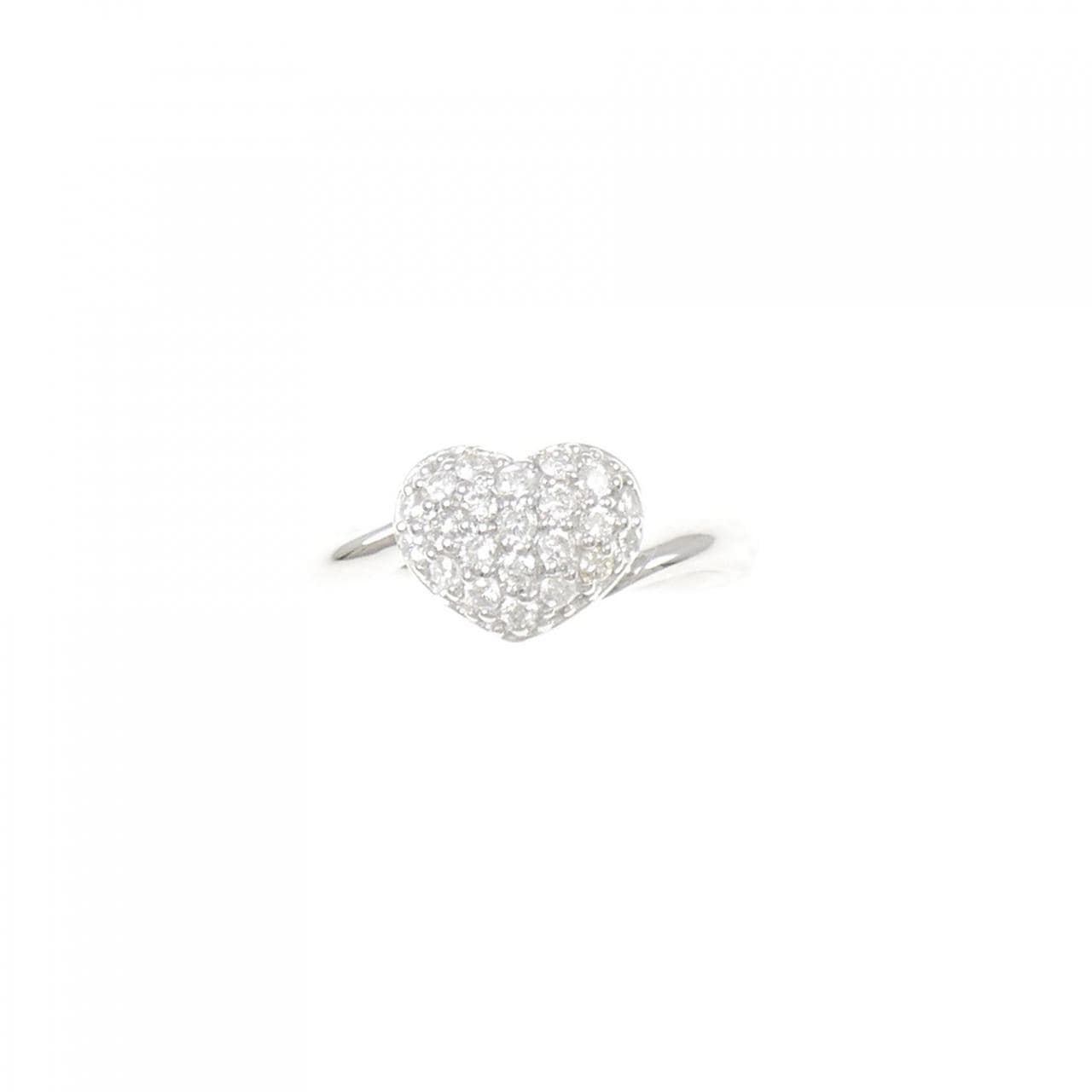 K18WG ハート パヴェ ダイヤモンド リング 0.22CT