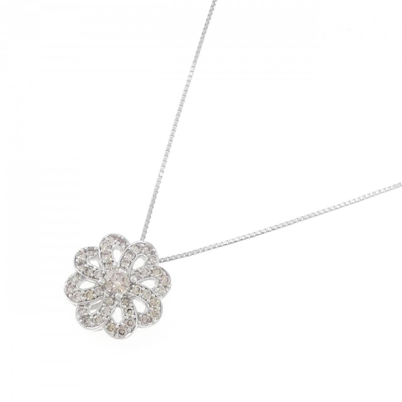 K18WG flower Diamond necklace