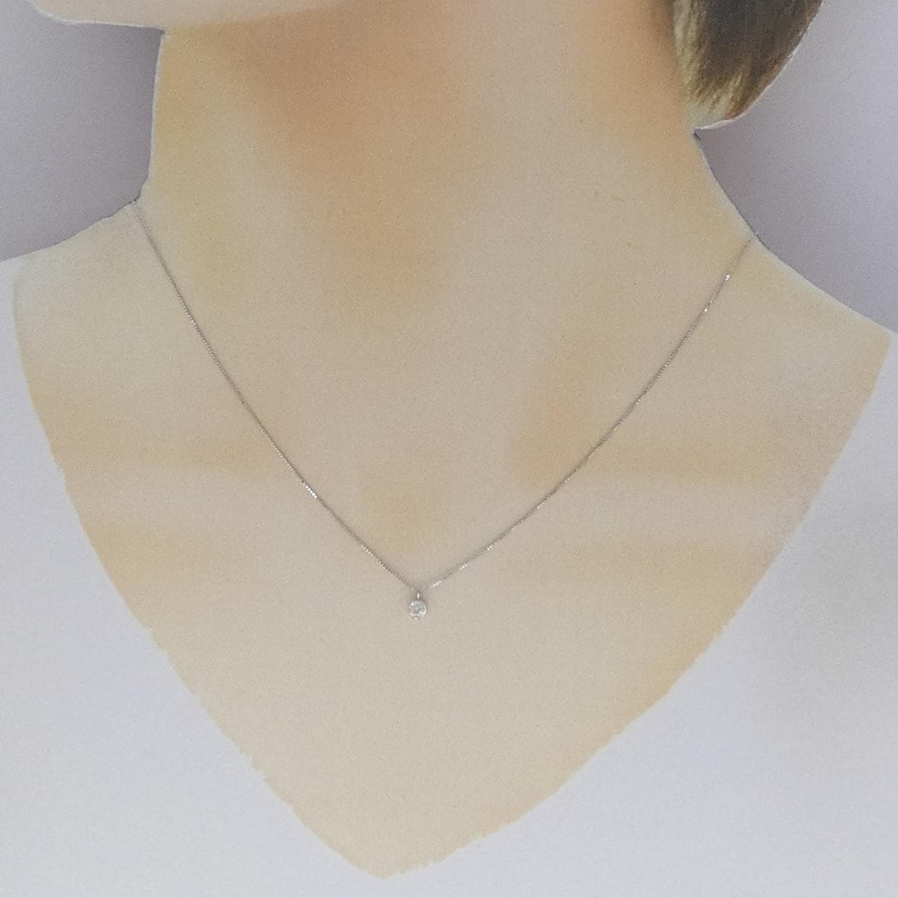 K10WG ソリティア ダイヤモンド ネックレス 0.10CT