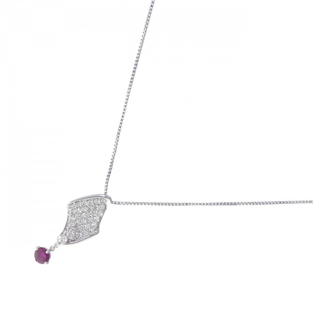 K18WG ルビー ネックレス 0.32CT