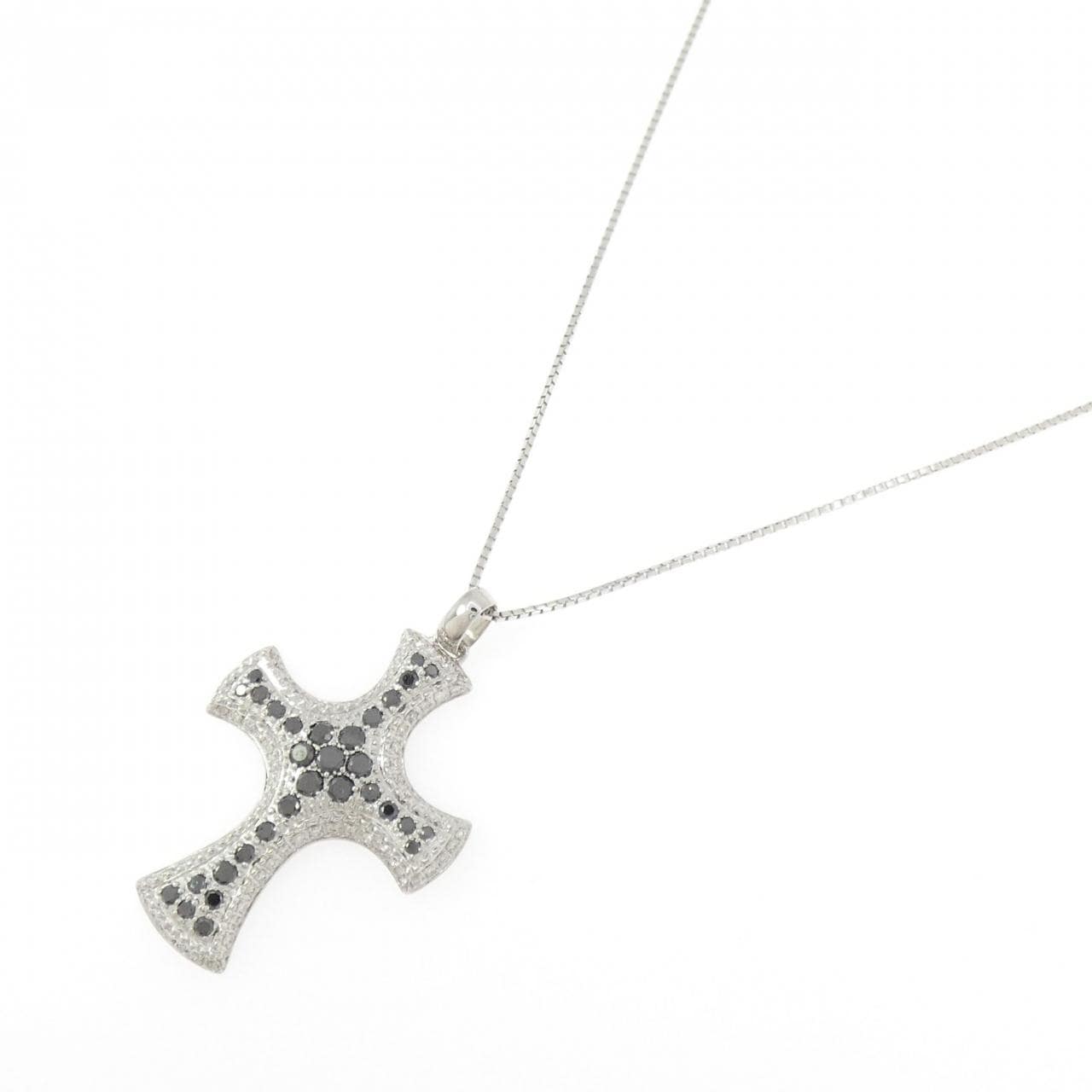 K18WG クロス ダイヤモンド ネックレス 1.45CT