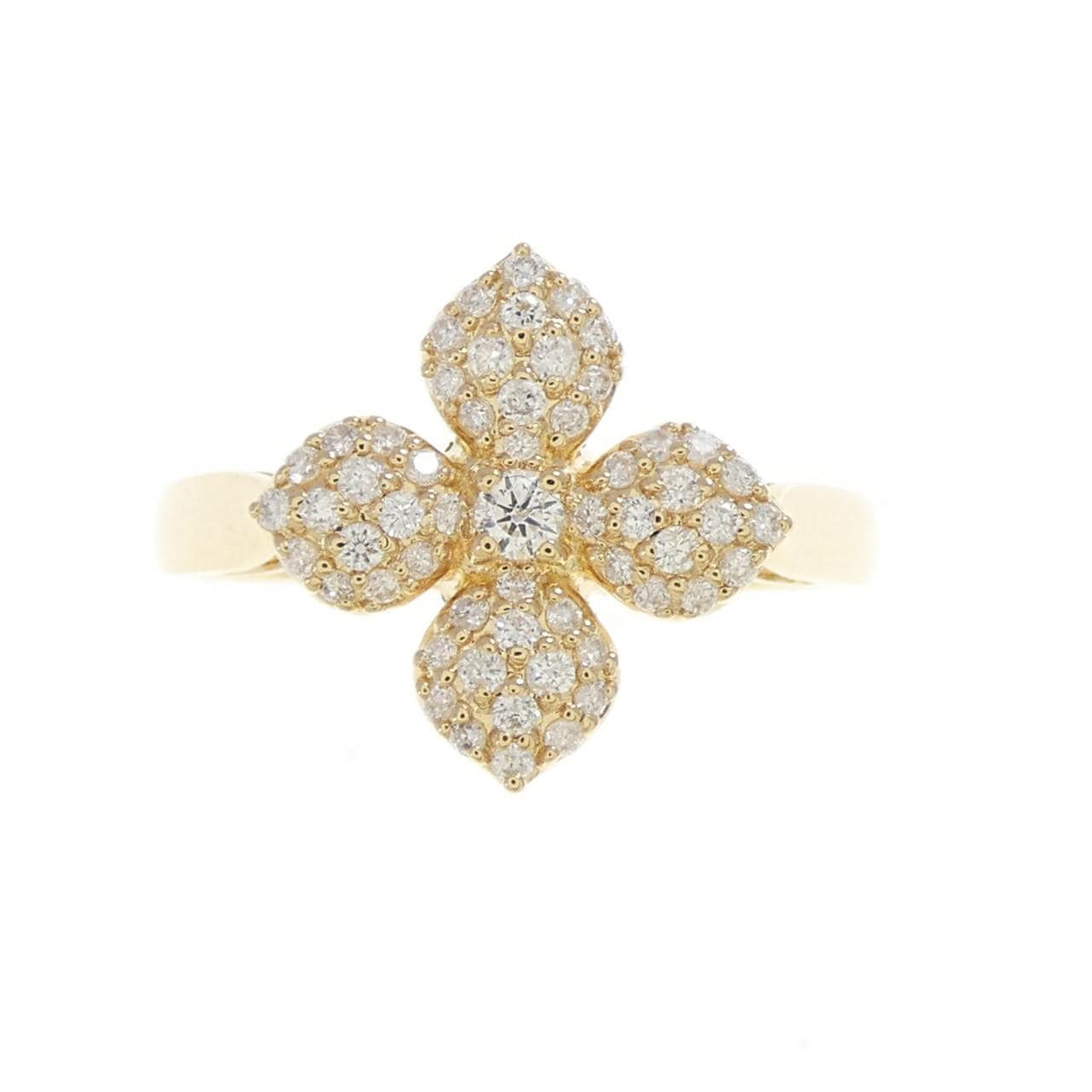 K18YG フラワー ダイヤモンド リング 0.27CT