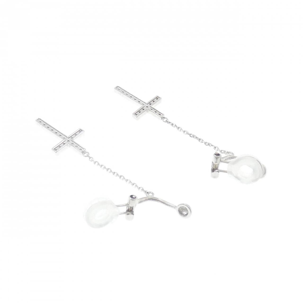 K18WG 十字形鑽石耳夹0.40克拉