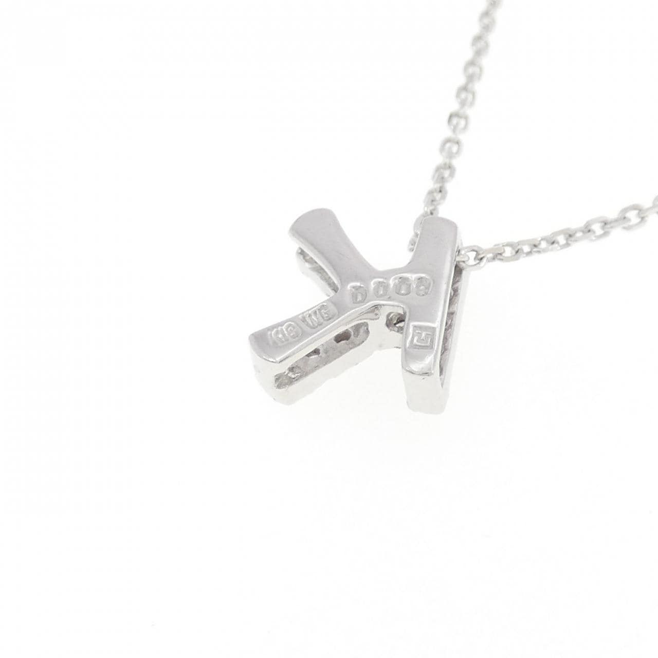 K18WG イニシャルK ダイヤモンド ネックレス 0.09CT