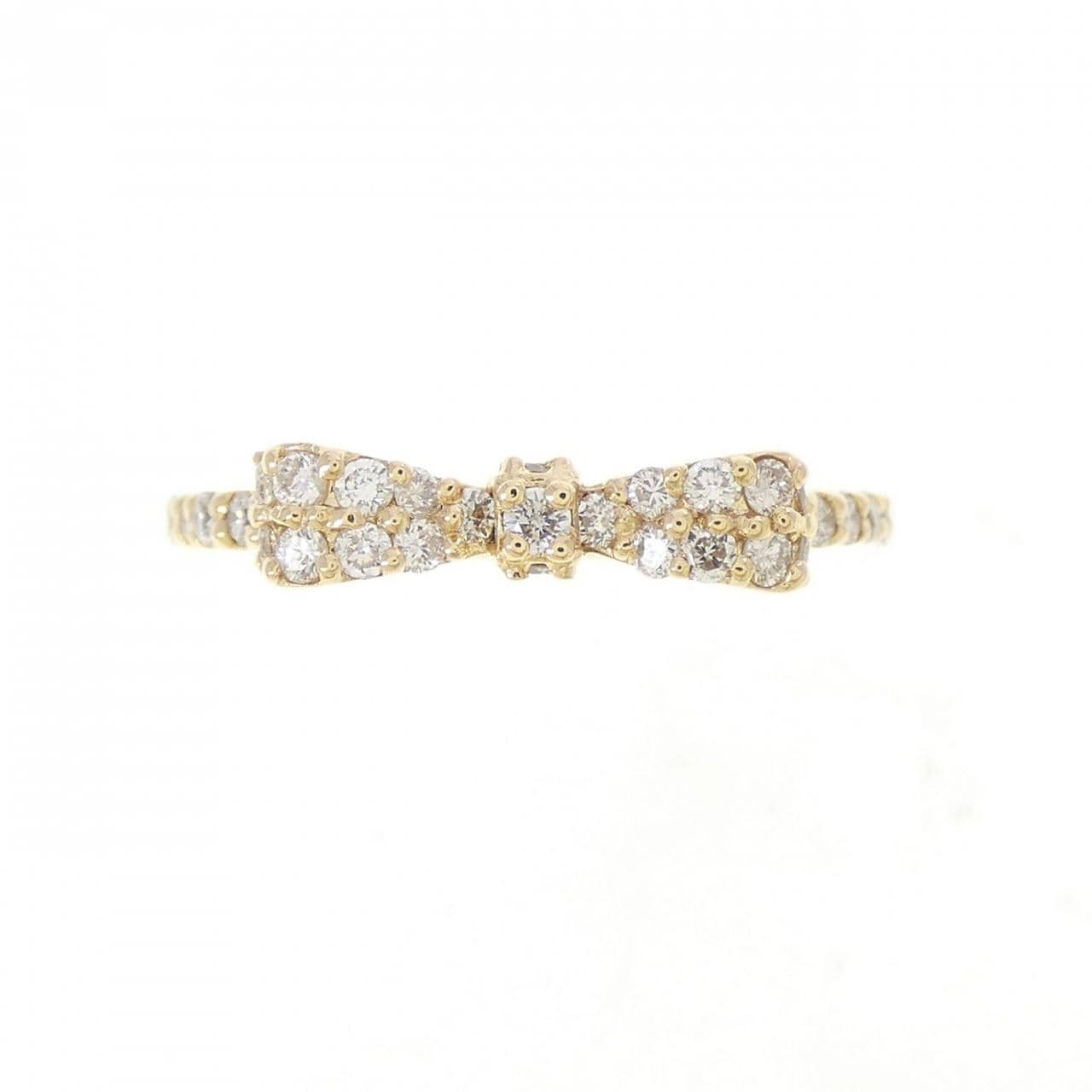 K18YG リボン ダイヤモンド リング 0.29CT