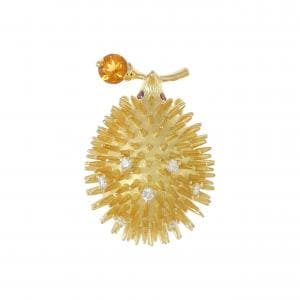 Tasaki hedgehog colored stone brooch