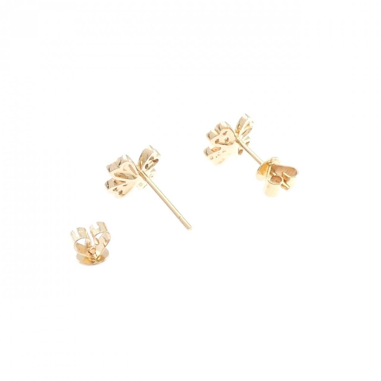 K18PG クローバー ダイヤモンド ピアス 0.08CT