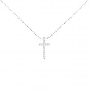K18WG クロス ダイヤモンド ネックレス 0.12CT