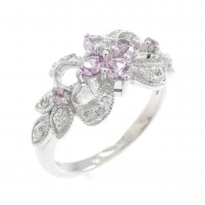 K18WG フラワー サファイヤ リング