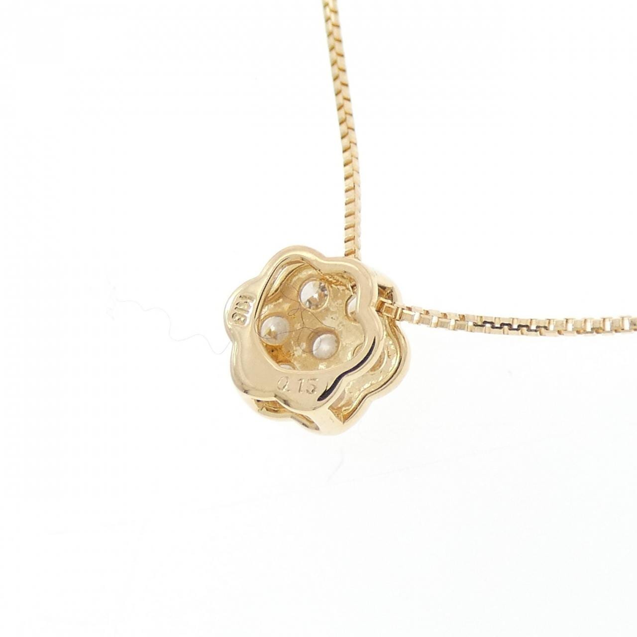K18YG フラワー ダイヤモンド ネックレス 0.15CT