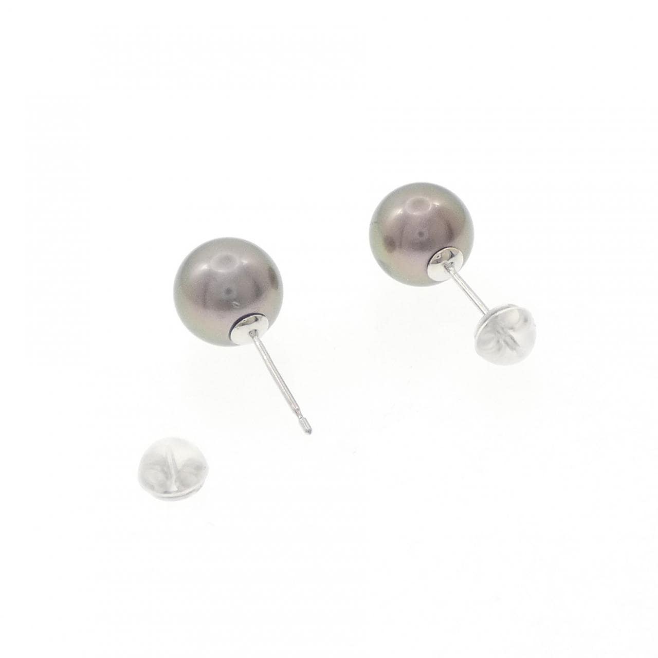 K14WG 黒蝶パール ピアス 9.2mm