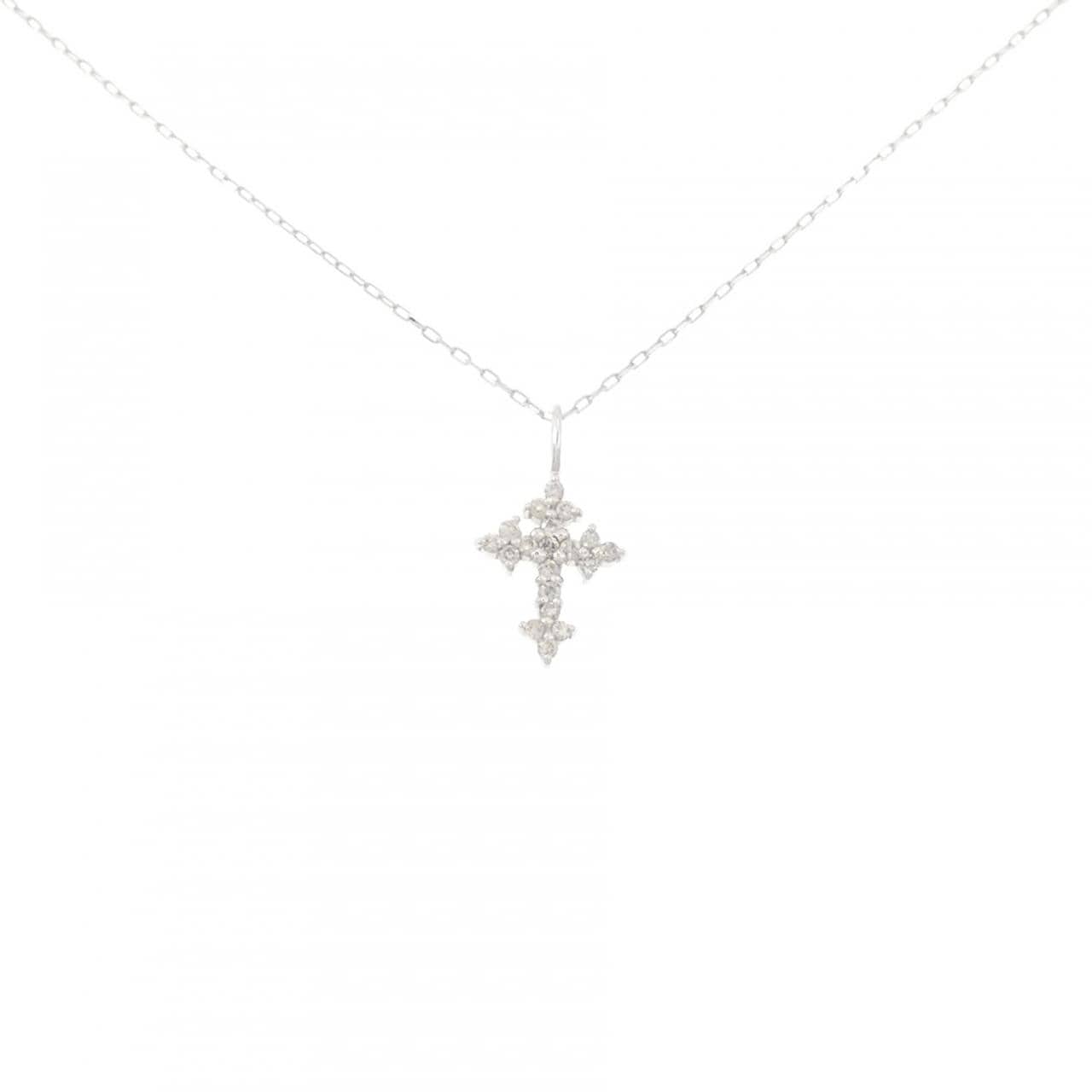 K18WG クロス ダイヤモンド ネックレス 0.10CT