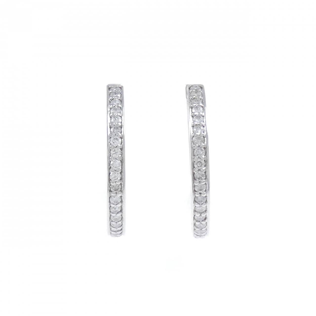K14WG ダイヤモンド フープ ピアス 0.80CT