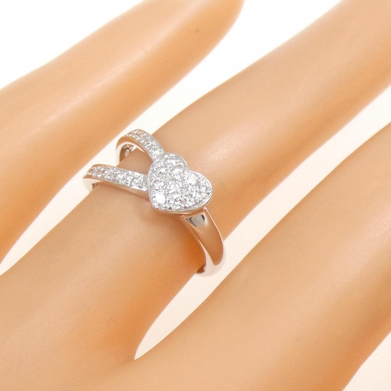 K18WG ハート ダイヤモンド リング 0.2CT