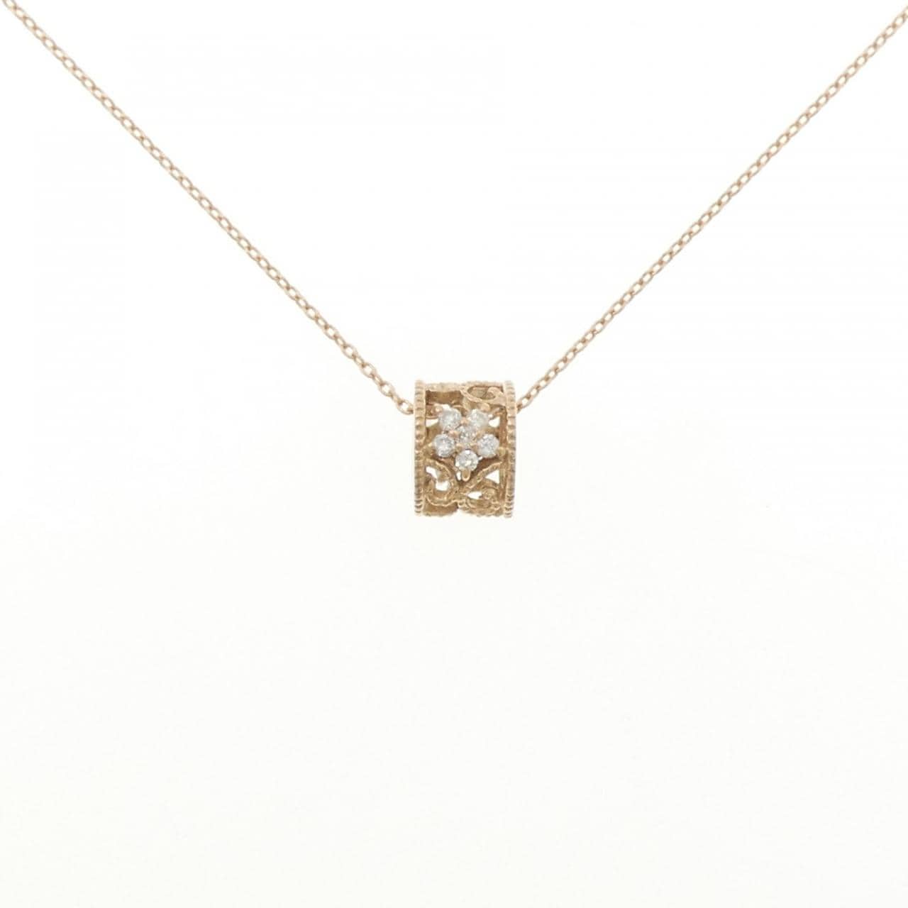 K18PG フラワー ダイヤモンド ネックレス 0.12CT