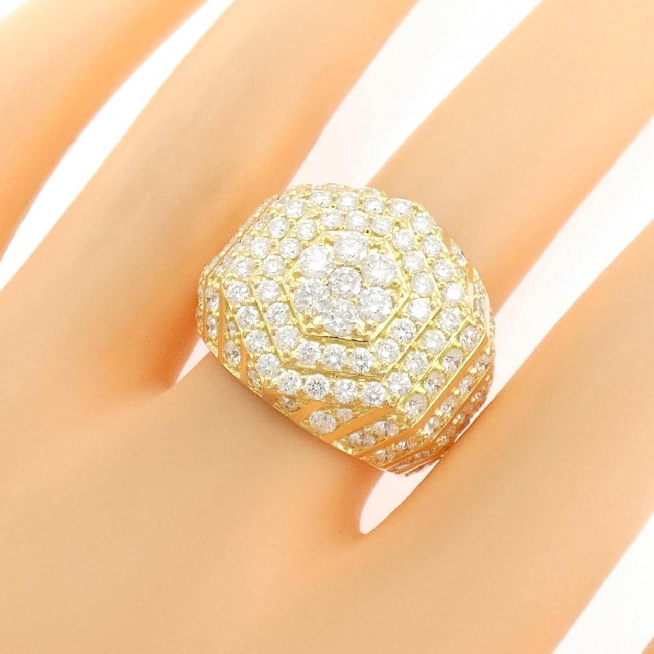 K18YG フラワー ダイヤモンド リング 3.33CT