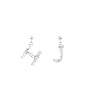 K14WG イニシャルJ×H キュービック ピアス