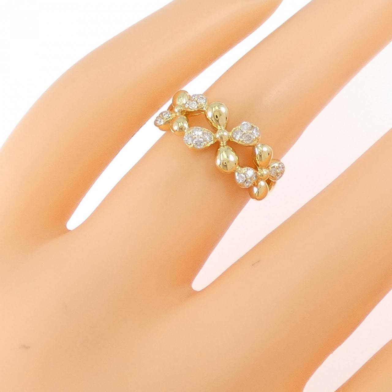 K18YG フラワー ダイヤモンド リング 0.20CT