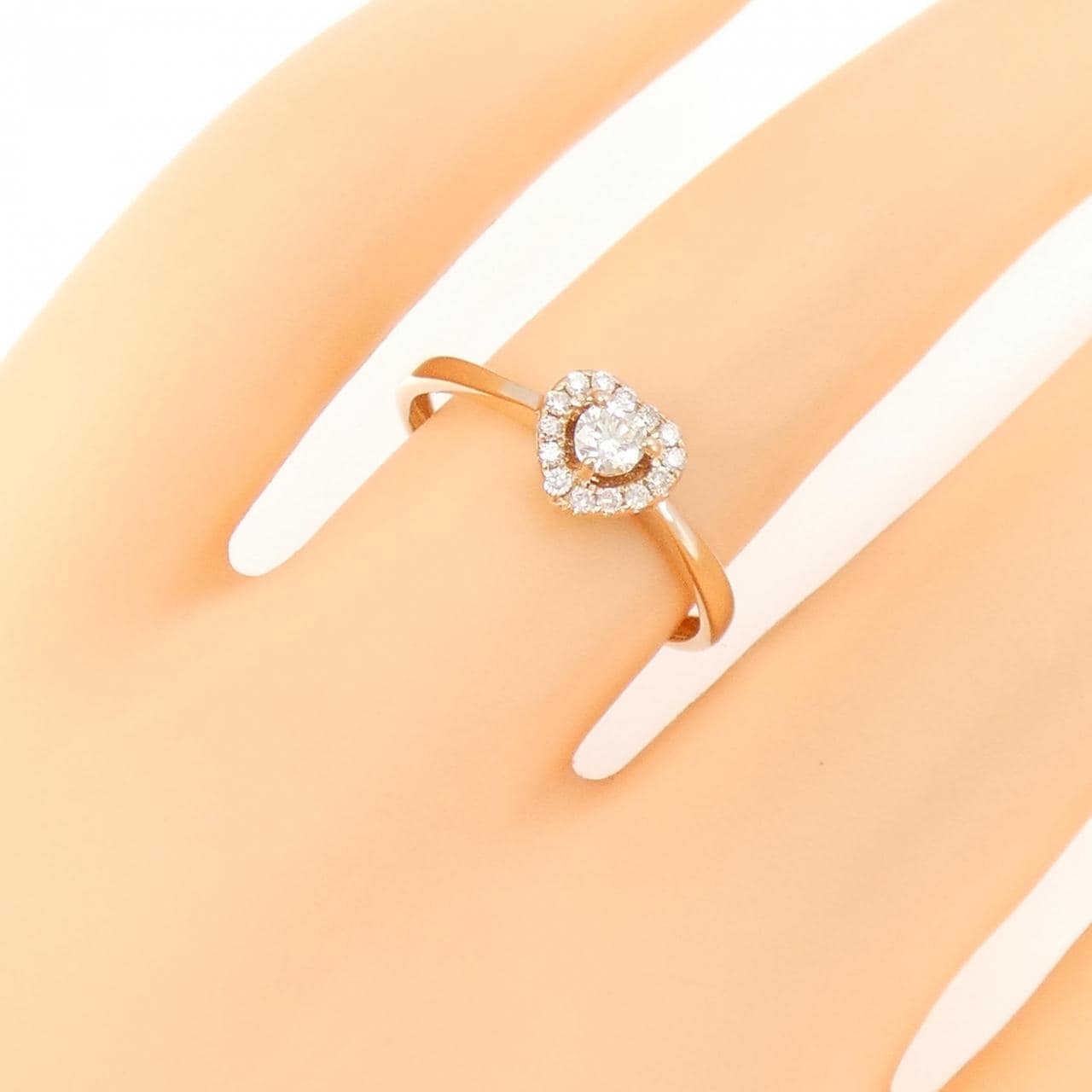 K18PG ハート ダイヤモンド リング 0.10CT