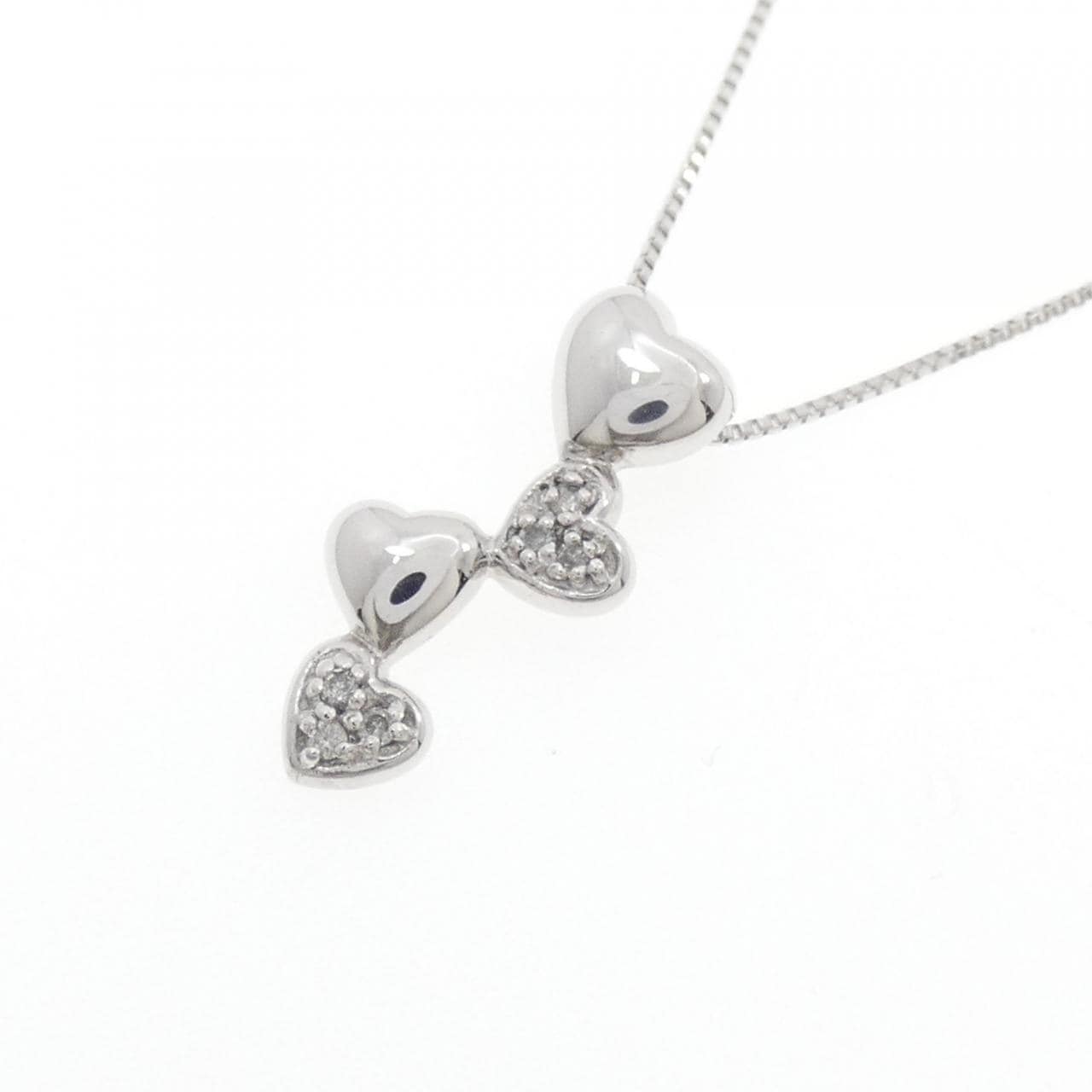 K18WG ハート ダイヤモンド ネックレス 0.04CT