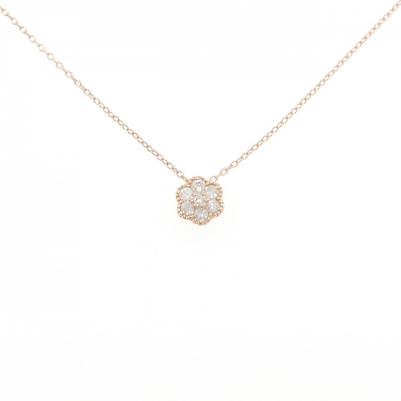 K10PG フラワー ダイヤモンド ネックレス 0.16CT