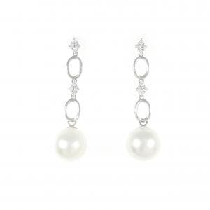 K18WG/PT900 白蝶パール ピアス 10.4mm