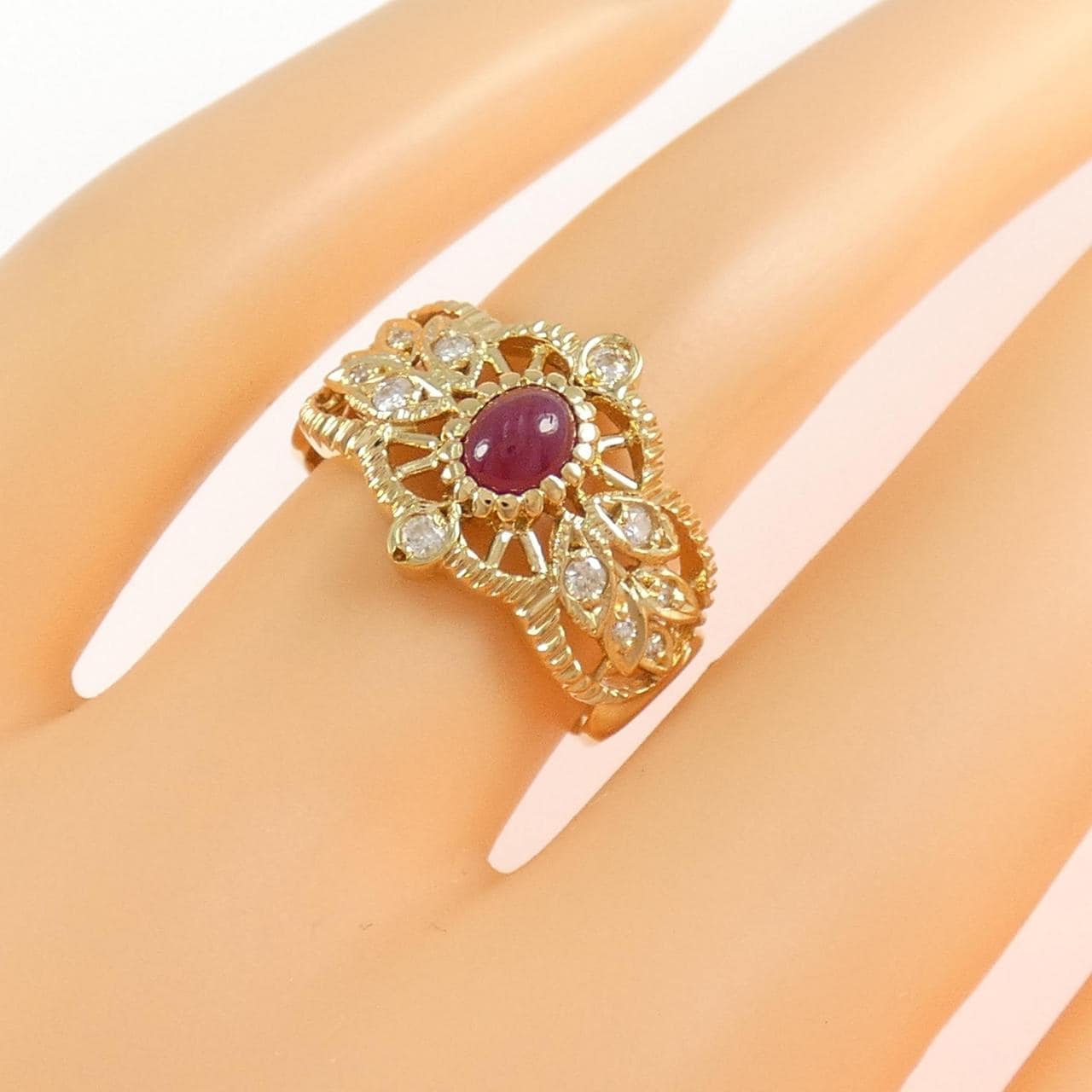 K18YG ルビー リング 0.60CT