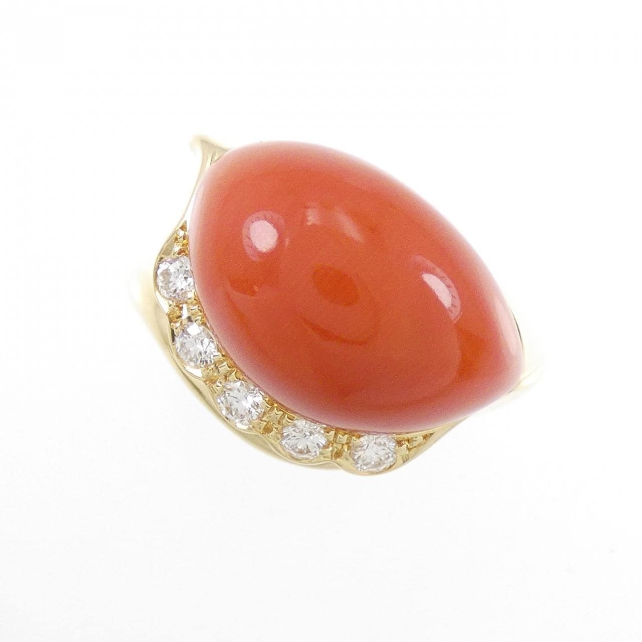 K18YG coral ring