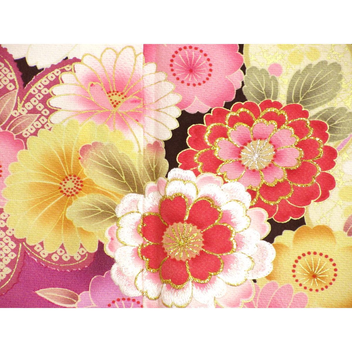 【未使用品】振袖　友禅金彩加工　刺繍入りボカシ染