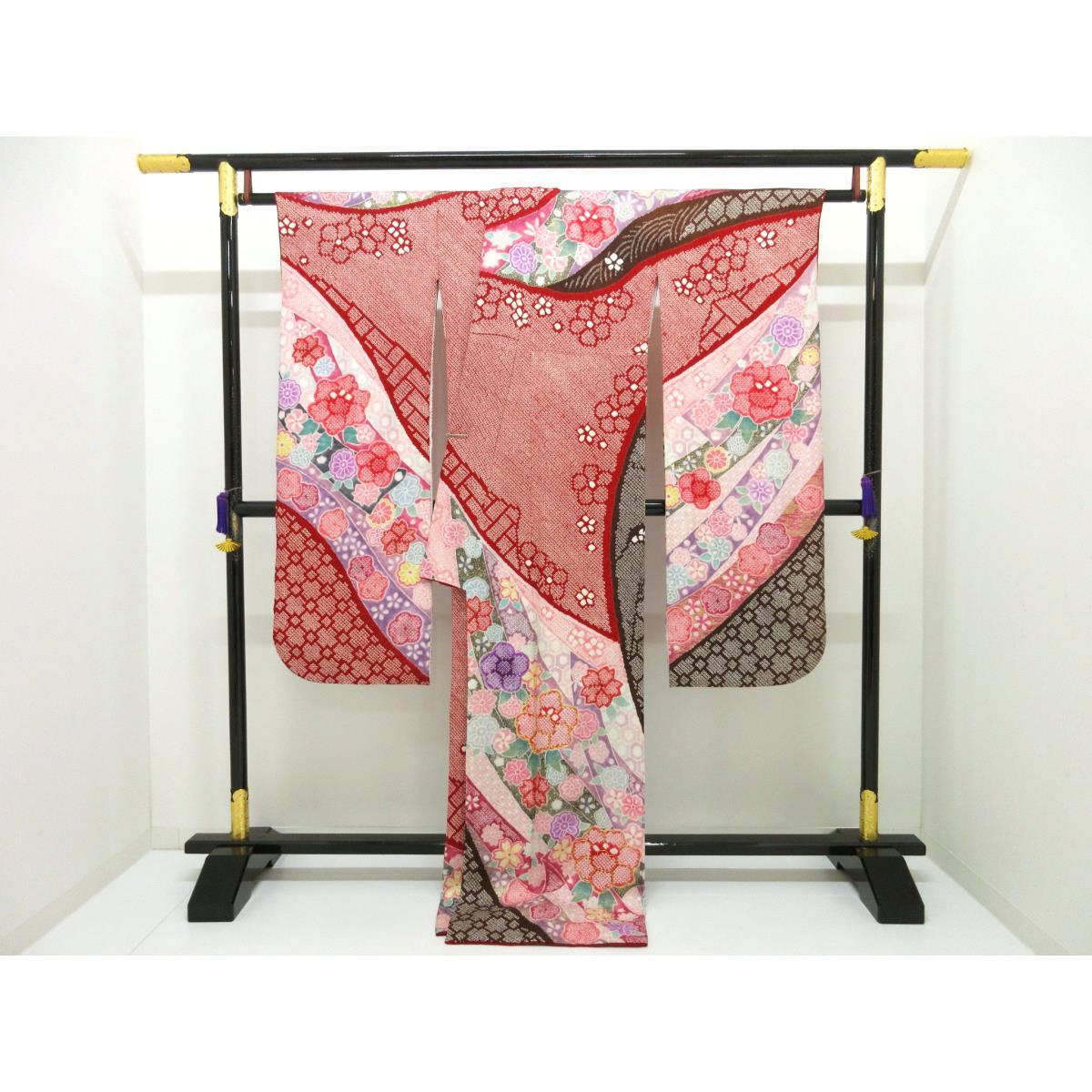 振袖　友禅金彩加工　刺繍入り絞り加工