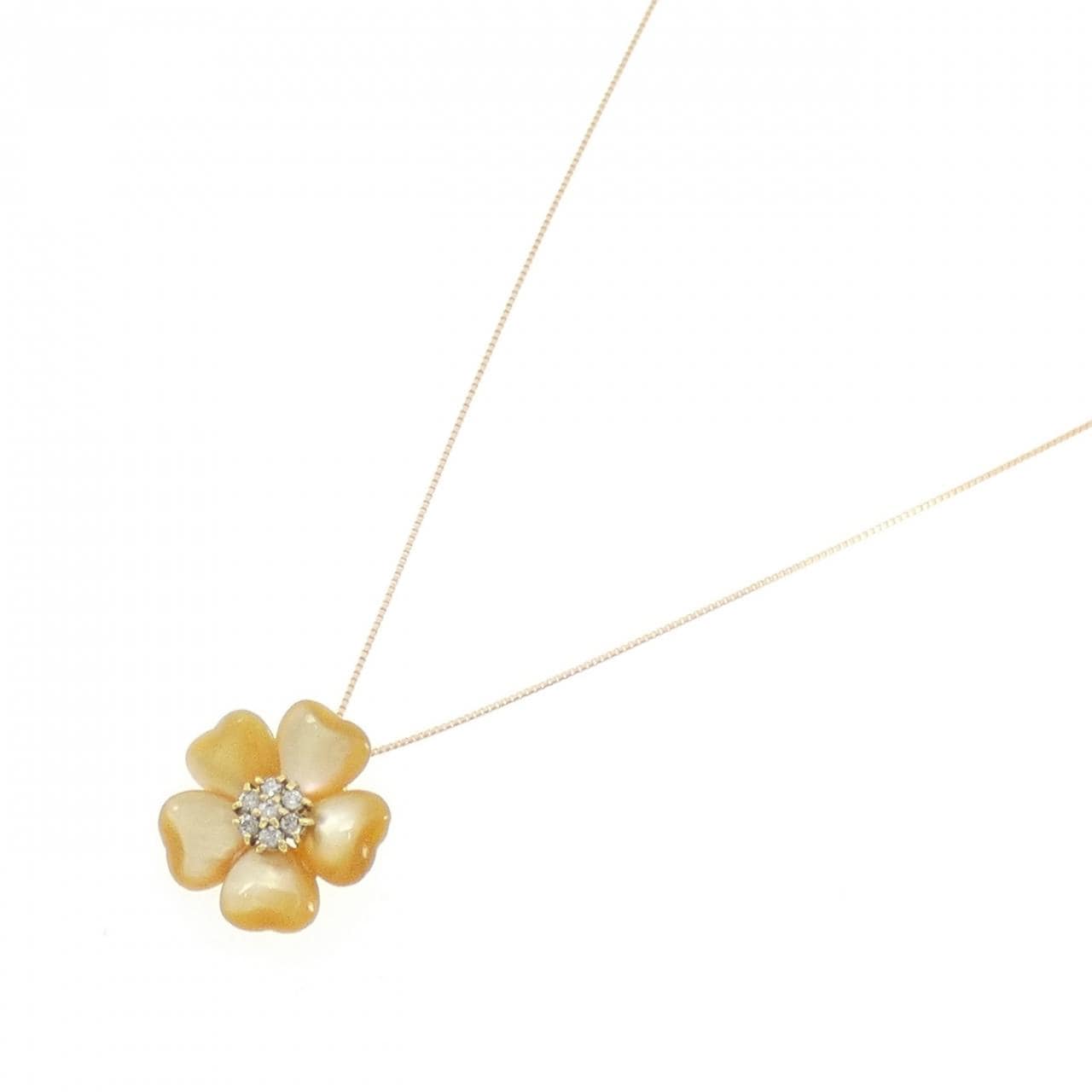 K18YG フラワー マザーオブパール ネックレス