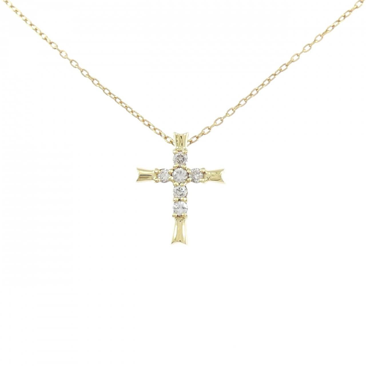 K18YG クロス ダイヤモンド ネックレス 0.2CT