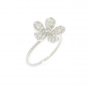 K18WG フラワー ダイヤモンド ピンキーリング 0.25CT