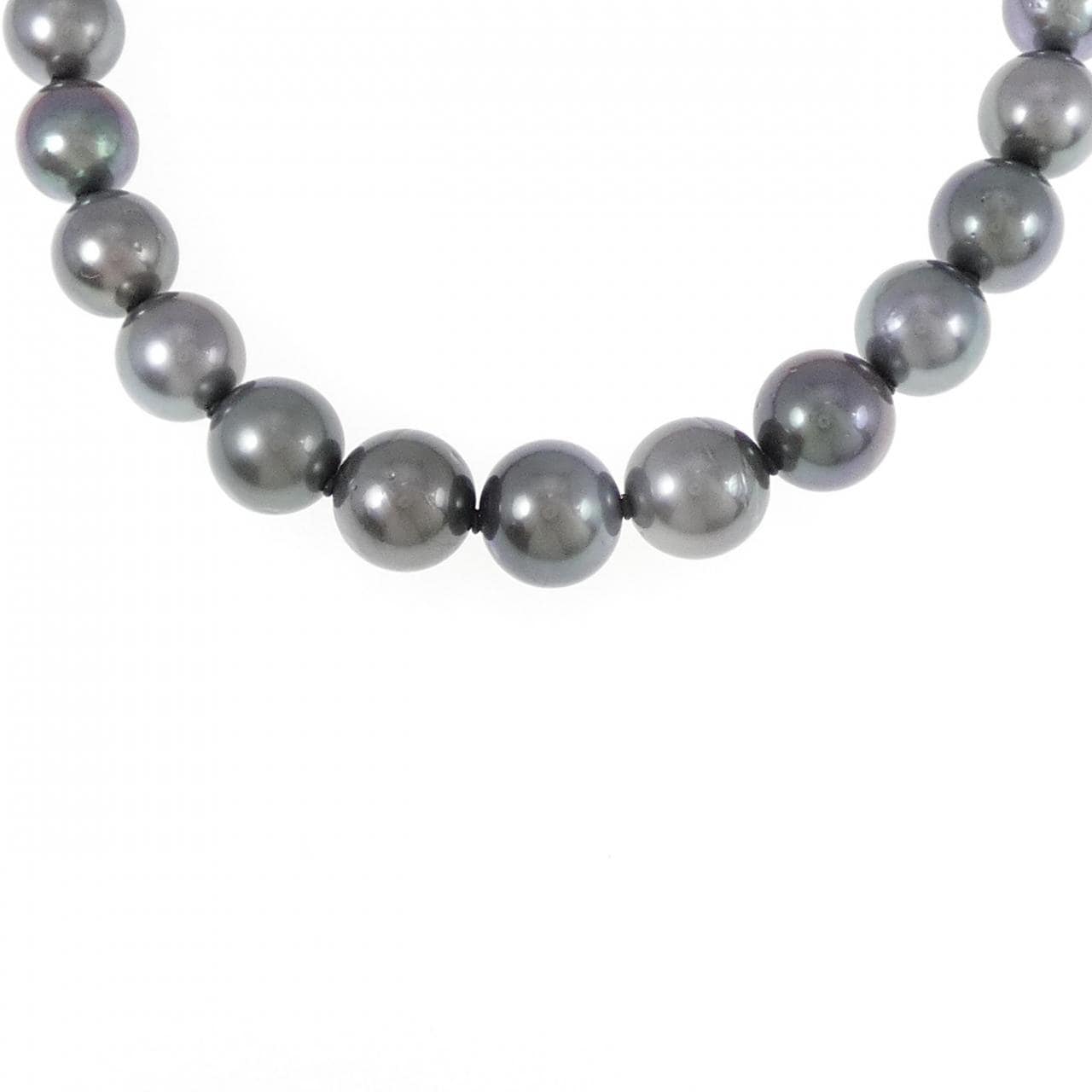 Silver clasp black butterfly pearl necklace 8.5-12mm