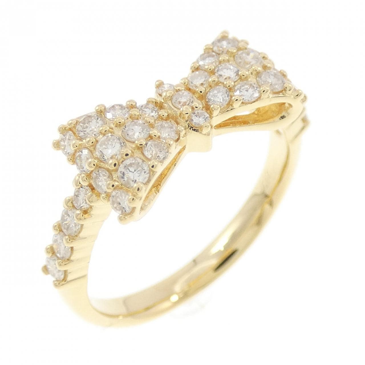 K18YG パヴェ リボン ダイヤモンド リング 0.50CT