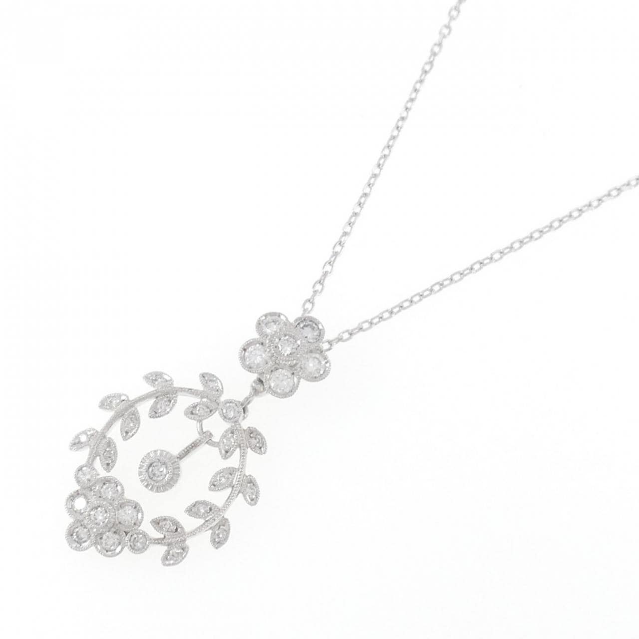 PT/K18WG Flower Diamond Necklace 0.56CT