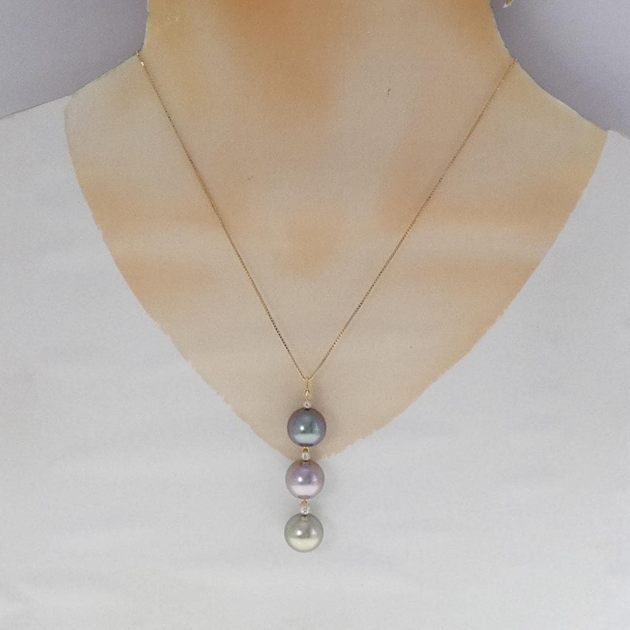 K18YG 黒蝶パール ネックレス 12.1mm