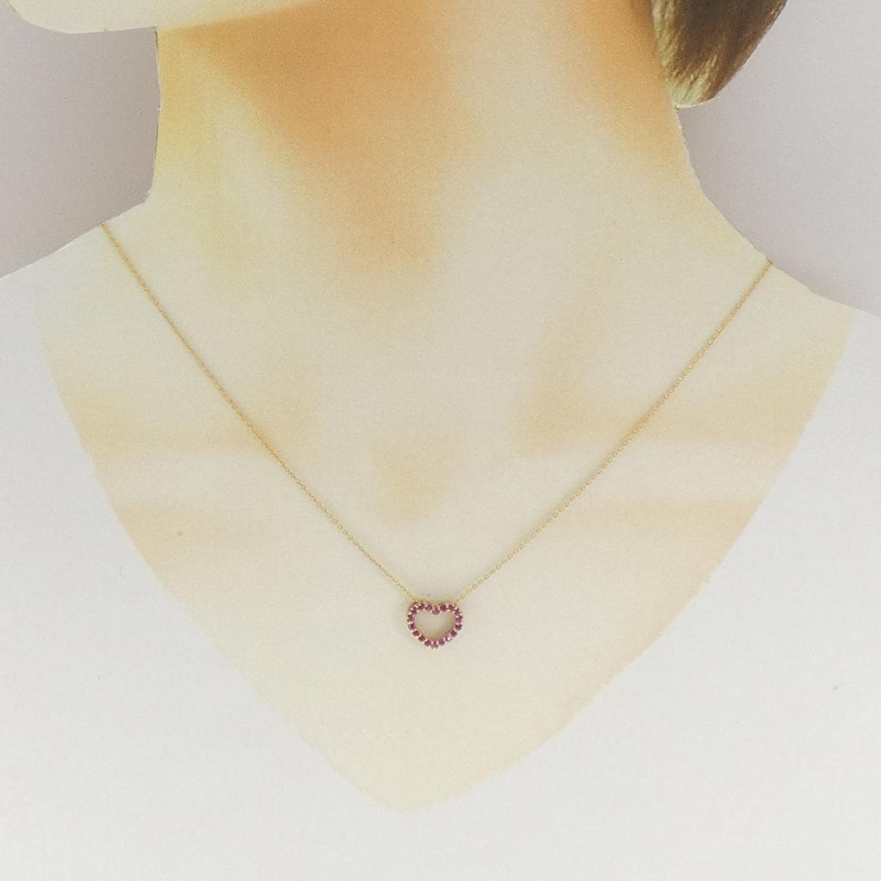 K18YG ハート ルビー ネックレス 0.22CT
