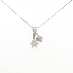 PT900/PT850 フラワー×ハート ダイヤモンド ネックレス 0.41CT