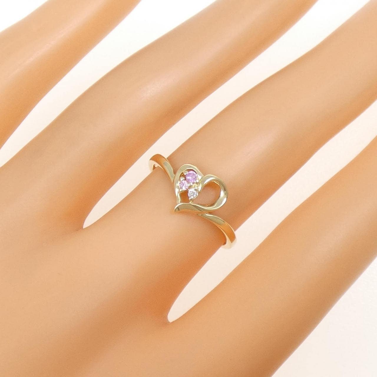 K10YG ハート サファイヤ リング 0.03CT