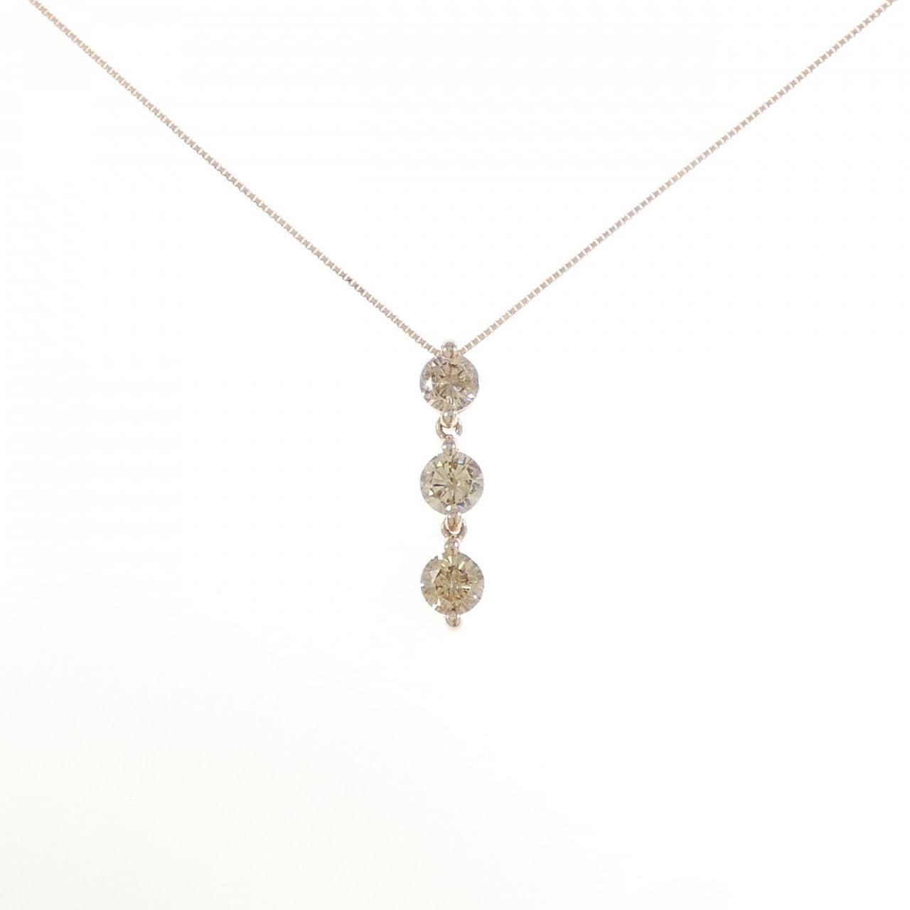 K18PG スリーストーン ダイヤモンド ネックレス 1.00CT