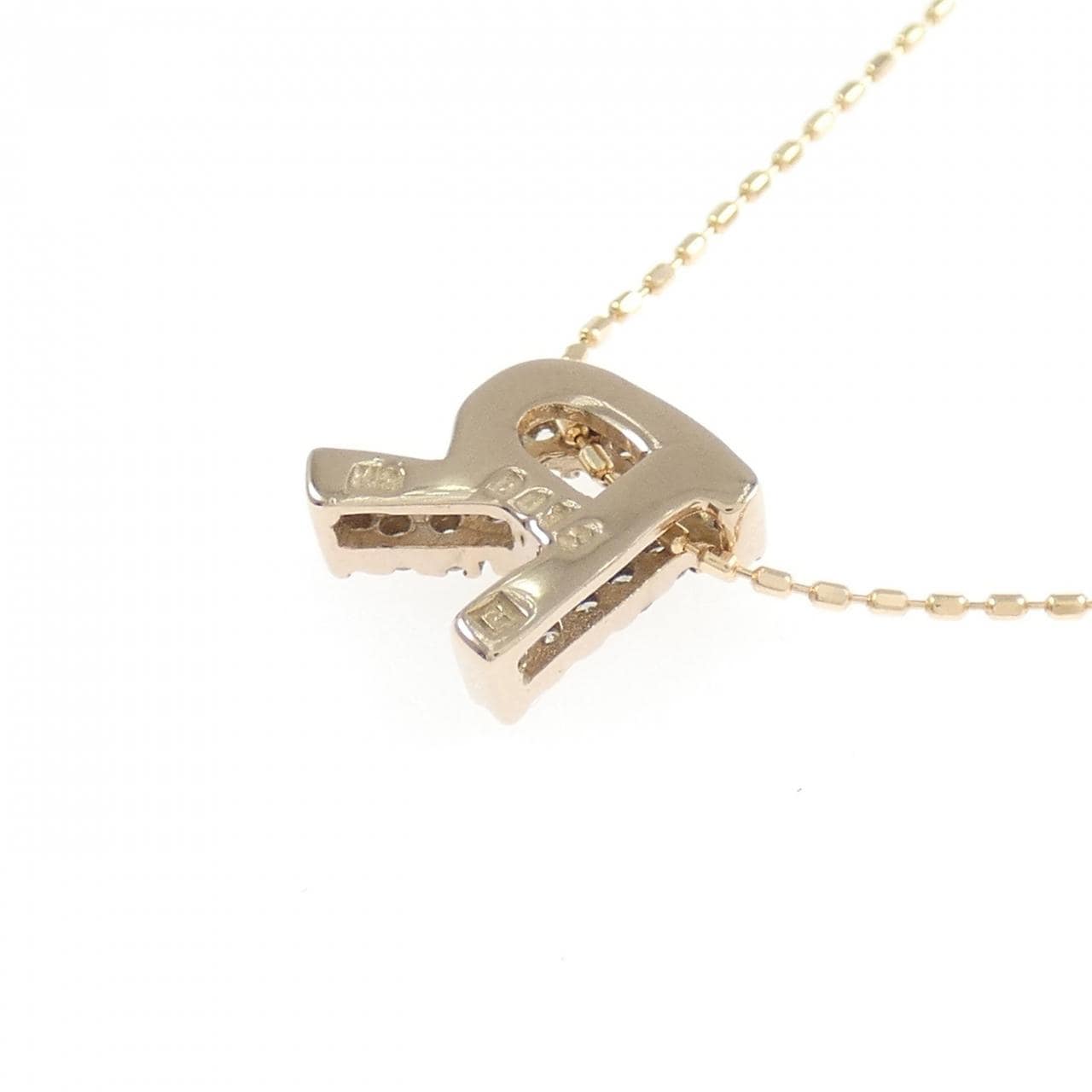 K18PG イニシャルR ダイヤモンド ネックレス 0.12CT