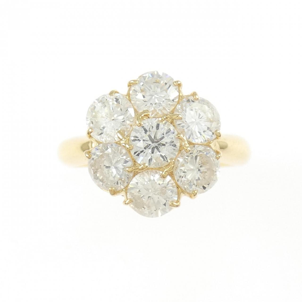 K18YG フラワー ダイヤモンド リング 2.32CT