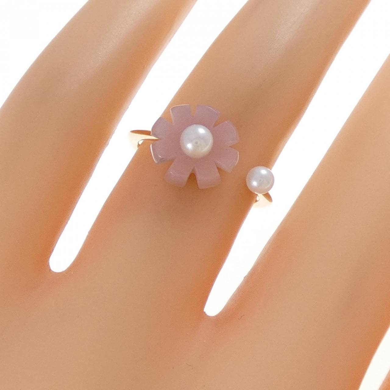 K10YG フラワー メノウ リング