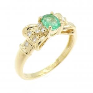 K18YG リボン エメラルド リング 0.29CT
