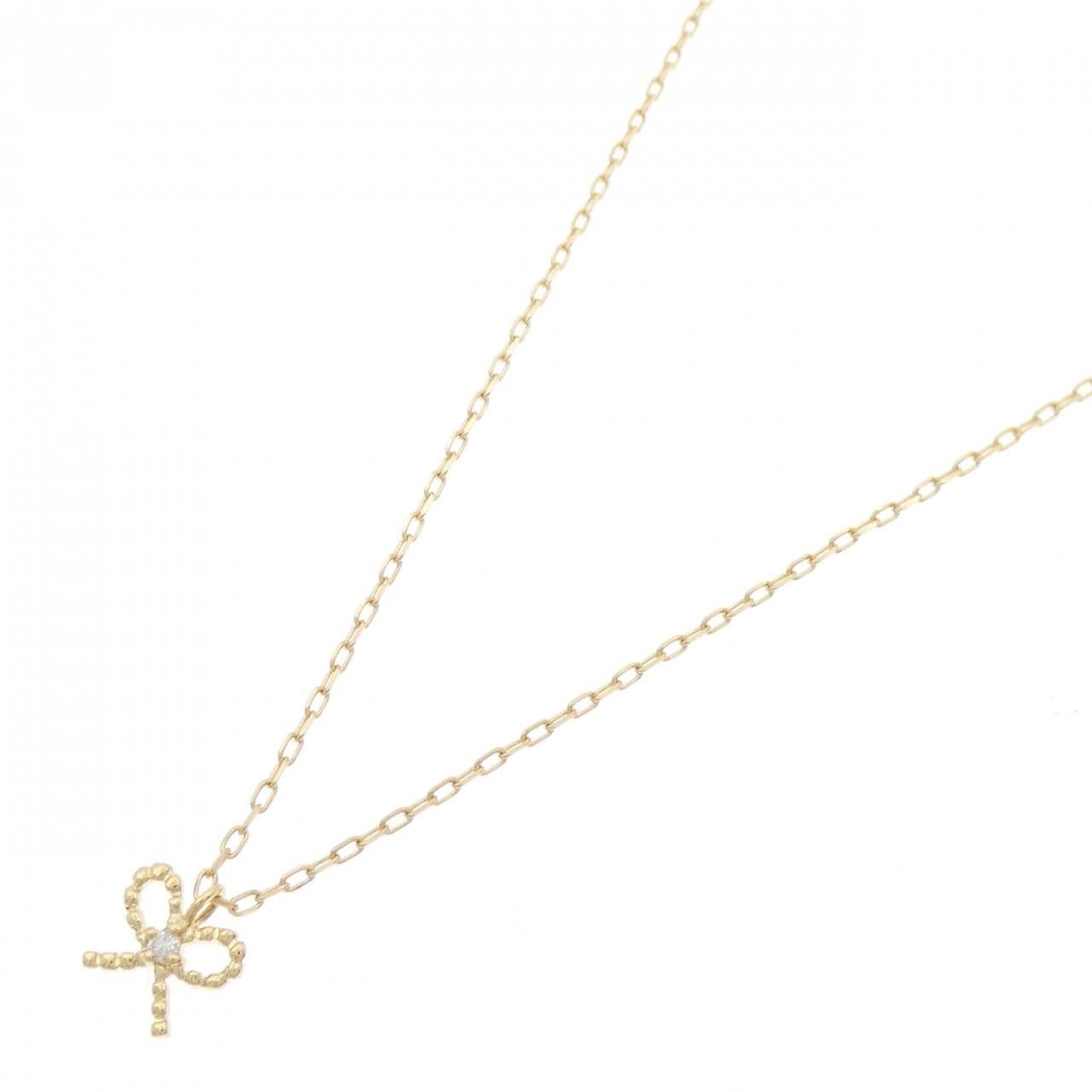 K18YG リボン ダイヤモンド ネックレス 0.01CT