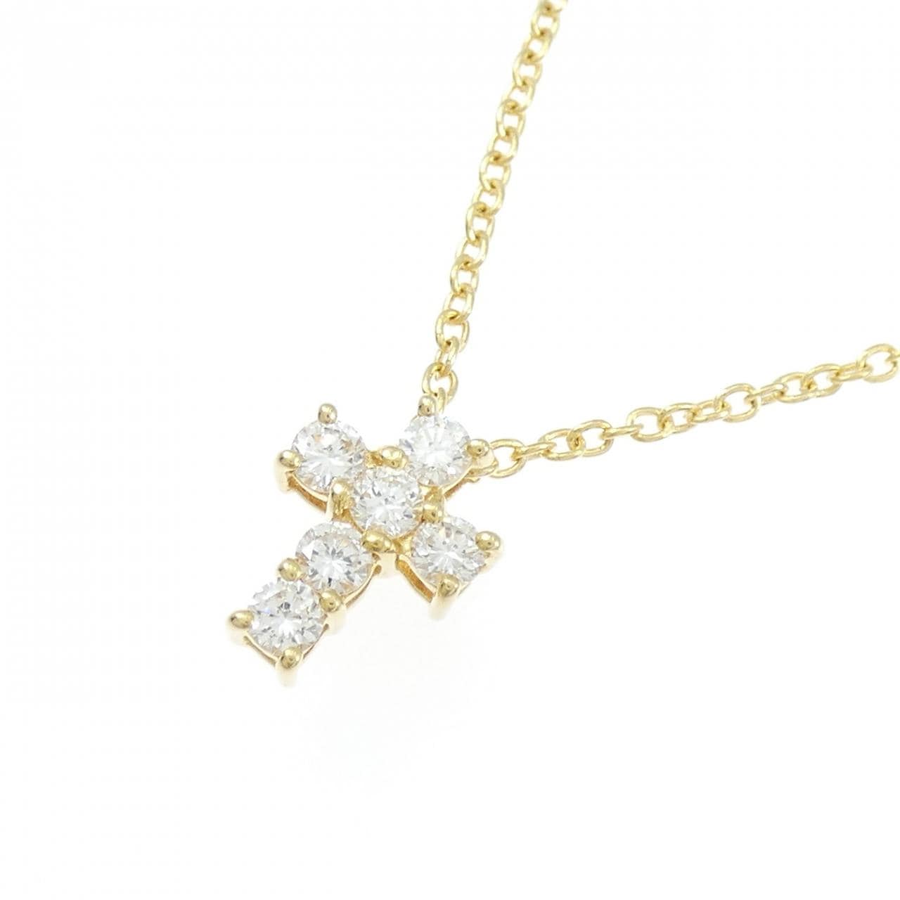K18YG クロス ダイヤモンド ネックレス 0.32CT
