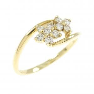 【新品】K18YG フラワー ダイヤモンド リング 0.20CT