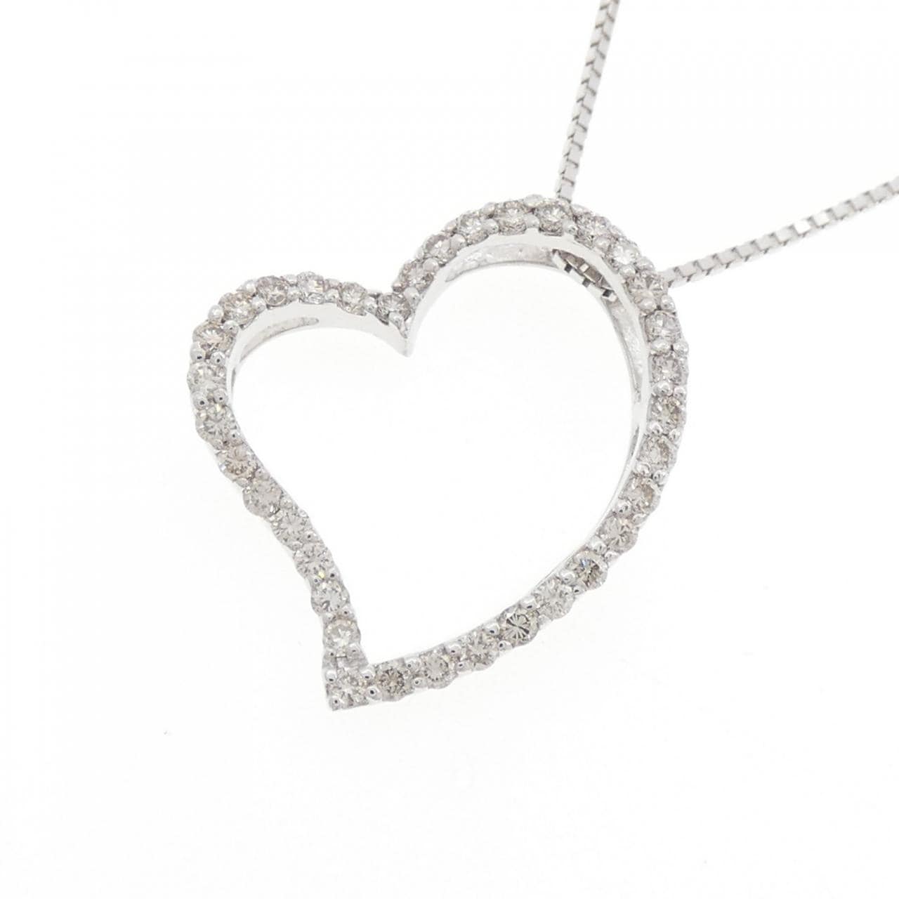 K18WG ハート ダイヤモンド ネックレス 0.50CT
